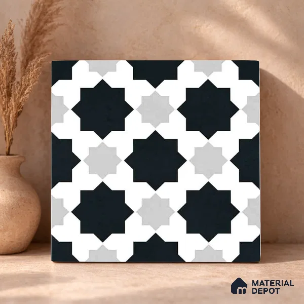 Moroccan Monochrome Wall & Floor Tile TL 11136 Stellar Mosaic 1 ft x 1 ft Ceramic Matte Finish Tile - 10 mm | Suitable For Kitchen, Bathroom, Balcony
