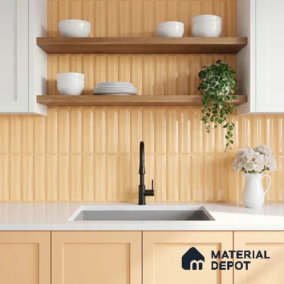 Faux Subway Wall Tile TL 11341 Ivory Prism 1 ft x 1 ft Ceramic Glossy Finish Tile - 10 mm | Suitable For Bathroom, Kitchen Backsplash