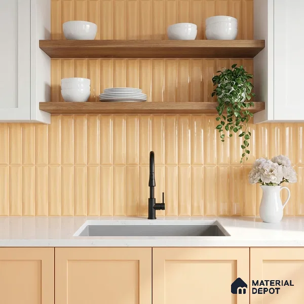 Faux Subway Wall Tile TL 11341 Ivory Prism 1 ft x 1 ft Ceramic Glossy Finish Tile - 10 mm | Suitable For Bathroom, Kitchen Backsplash