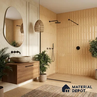 Faux Subway Wall Tile TL 11341 Ivory Prism 1 ft x 1 ft Ceramic Glossy Finish Tile - 10 mm | Suitable For Bathroom, Kitchen Backsplash