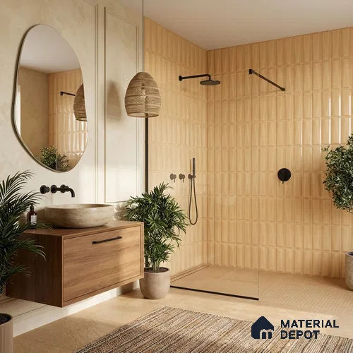 Faux Subway Wall Tile TL 11341 Ivory Prism 1 ft x 1 ft Ceramic Glossy Finish Tile - 10 mm | Suitable For Bathroom, Kitchen Backsplash