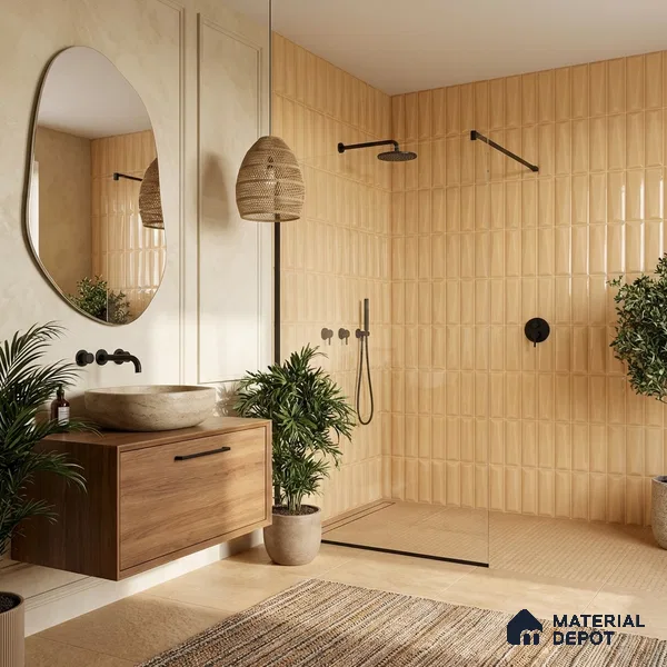 Faux Subway Wall Tile TL 11341 Ivory Prism 1 ft x 1 ft Ceramic Glossy Finish Tile - 10 mm | Suitable For Bathroom, Kitchen Backsplash