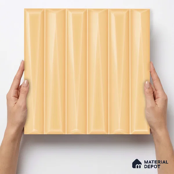 Faux Subway Wall Tile TL 11341 Ivory Prism 1 ft x 1 ft Ceramic Glossy Finish Tile - 10 mm | Suitable For Bathroom, Kitchen Backsplash