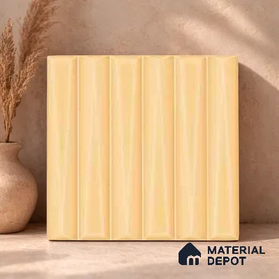 Faux Subway Wall Tile TL 11341 Ivory Prism 1 ft x 1 ft Ceramic Glossy Finish Tile - 10 mm | Suitable For Bathroom, Kitchen Backsplash