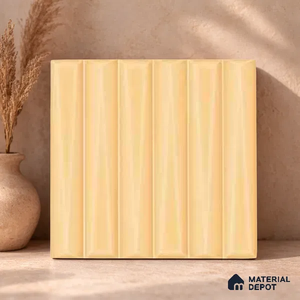 Faux Subway Wall Tile TL 11341 Ivory Prism 1 ft x 1 ft Ceramic Glossy Finish Tile - 10 mm | Suitable For Bathroom, Kitchen Backsplash