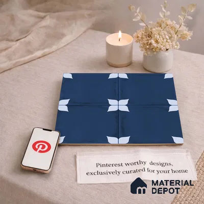 Moroccan Wall & Floor Athangudi Highlighter Tile TL 11182 Indigo Petal 1 ft x 1 ft Ceramic Matte Finish Tile - 10 mm | Suitable For Kitchen, Bathroom, Balcony