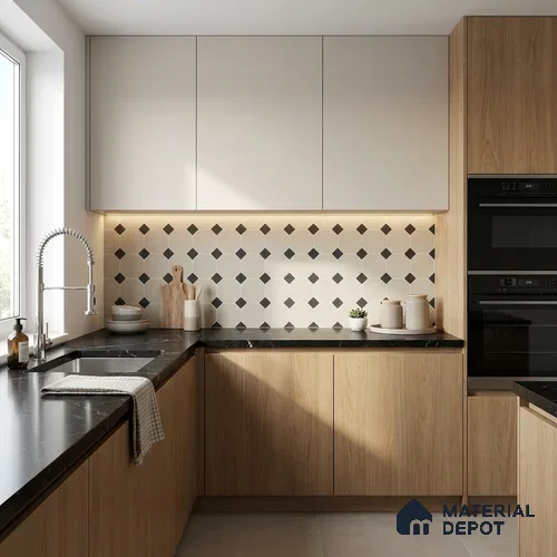 Moroccan Wall & Floor Tile TL 11661 Oxford Diamond 1 ft x 1 ft Ceramic Matte Finish Tile - 10 mm | Suitable For Bathroom, Balcony & Kitchen Backsplash