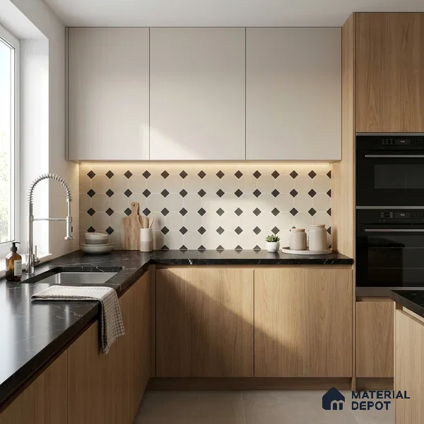 Moroccan Wall & Floor Tile TL 11661 Oxford Diamond 1 ft x 1 ft Ceramic Matte Finish Tile - 10 mm | Suitable For Kitchen, Bathroom, Balcony