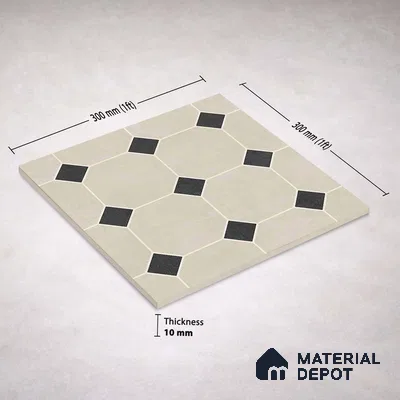 Moroccan Wall & Floor Tile TL 11661 Oxford Diamond 1 ft x 1 ft Ceramic Matte Finish Tile - 10 mm | Suitable For Kitchen, Bathroom, Balcony