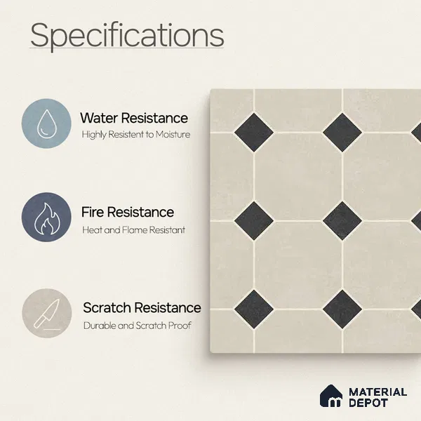 Moroccan Wall & Floor Tile TL 11661 Oxford Diamond 1 ft x 1 ft Ceramic Matte Finish Tile - 10 mm | Suitable For Kitchen, Bathroom, Balcony