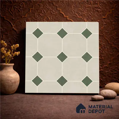 Moroccan Wall & Floor Tile TL 11661 B Verdant Octet 1 ft x 1 ft Ceramic Matte Finish Tile - 10 mm | Suitable For Bathroom, Balcony & Kitchen Backsplash