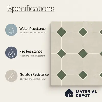 Moroccan Wall & Floor Tile TL 11661 B Verdant Octet 1 ft x 1 ft Ceramic Matte Finish Tile - 10 mm | Suitable For Bathroom, Balcony & Kitchen Backsplash