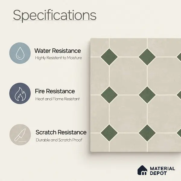 Moroccan Wall & Floor Tile TL 11661 B Verdant Octet 1 ft x 1 ft Ceramic Matte Finish Tile - 10 mm | Suitable For Bathroom, Balcony & Kitchen Backsplash