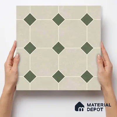 Moroccan Wall & Floor Tile TL 11661 B Verdant Octet 1 ft x 1 ft Ceramic Matte Finish Tile - 10 mm | Suitable For Bathroom, Balcony & Kitchen Backsplash