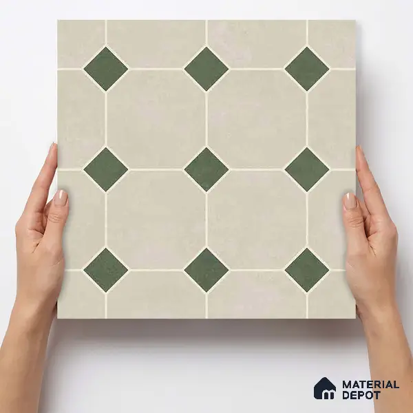Moroccan Wall & Floor Tile TL 11661 B Verdant Octet 1 ft x 1 ft Ceramic Matte Finish Tile - 10 mm | Suitable For Bathroom, Balcony & Kitchen Backsplash