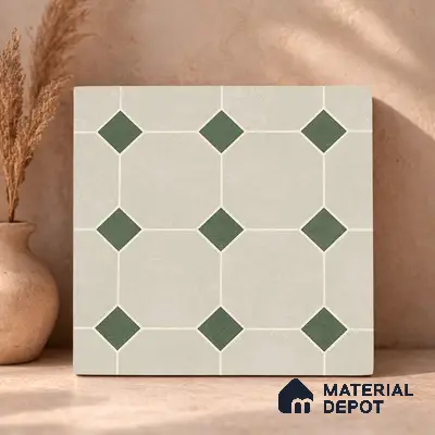Moroccan Wall & Floor Tile TL 11661 B Verdant Octet 1 ft x 1 ft Ceramic Matte Finish Tile - 10 mm | Suitable For Bathroom, Balcony & Kitchen Backsplash