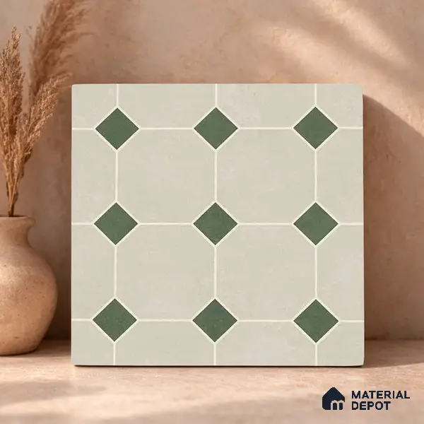 Moroccan Wall & Floor Tile TL 11661 B Verdant Octet 1 ft x 1 ft Ceramic Matte Finish Tile - 10 mm | Suitable For Bathroom, Balcony & Kitchen Backsplash