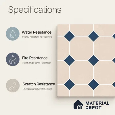 Moroccan Wall & Floor Tile TL 11661 C Navy Lattice 1 ft x 1 ft Ceramic Matte Finish Tile - 10 mm | Suitable For Bathroom, Balcony & Kitchen Backsplash (Sample)
