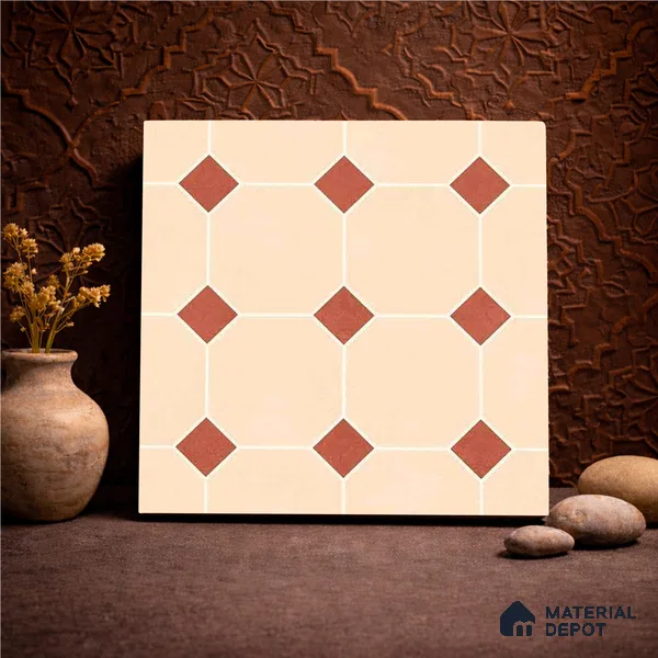 Moroccan Wall & Floor Tile TL 11661 D Desert Diamond 1 ft x 1 ft Ceramic Matte Finish Tile - 10 mm | Suitable For Kitchen, Bathroom, Balcony