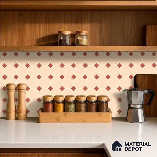 Moroccan Wall & Floor Tile TL 11661 D Desert Diamond 1 ft x 1 ft Ceramic Matte Finish Tile - 10 mm | Suitable For Bathroom, Balcony & Kitchen Backsplash