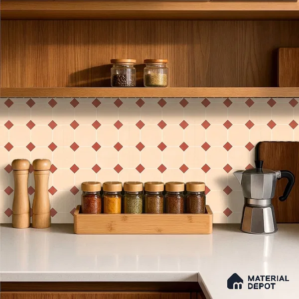 Moroccan Wall & Floor Tile TL 11661 D Desert Diamond 1 ft x 1 ft Ceramic Matte Finish Tile - 10 mm | Suitable For Kitchen, Bathroom, Balcony