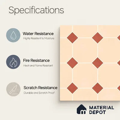 Moroccan Wall & Floor Tile TL 11661 D Desert Diamond 1 ft x 1 ft Ceramic Matte Finish Tile - 10 mm | Suitable For Kitchen, Bathroom, Balcony