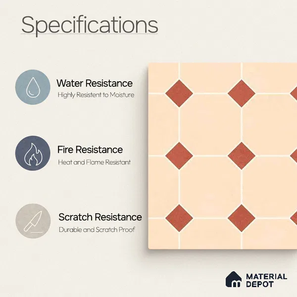 Moroccan Wall & Floor Tile TL 11661 D Desert Diamond 1 ft x 1 ft Ceramic Matte Finish Tile - 10 mm | Suitable For Kitchen, Bathroom, Balcony