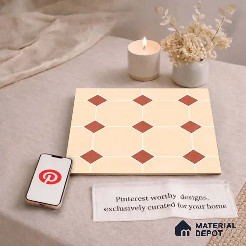 Moroccan Wall & Floor Tile TL 11661 D Desert Diamond 1 ft x 1 ft Ceramic Matte Finish Tile - 10 mm | Suitable For Bathroom, Balcony & Kitchen Backsplash