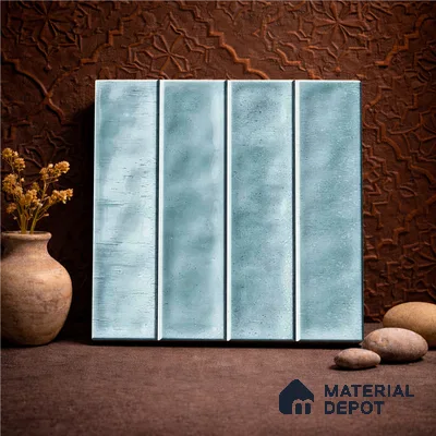 Faux Subway Wall Tile TL 11303 Mist Blue Plank 1 ft x 1 ft Ceramic Glossy Finish Tile - 10 mm | Suitable For Bathroom, Dining Area, Kitchen Backsplash