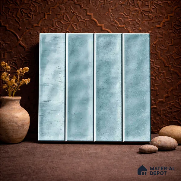 Faux Subway Wall Tile TL 11303 Mist Blue Plank 1 ft x 1 ft Ceramic Glossy Finish Tile - 10 mm | Suitable For Bathroom, Dining Area, Kitchen Backsplash