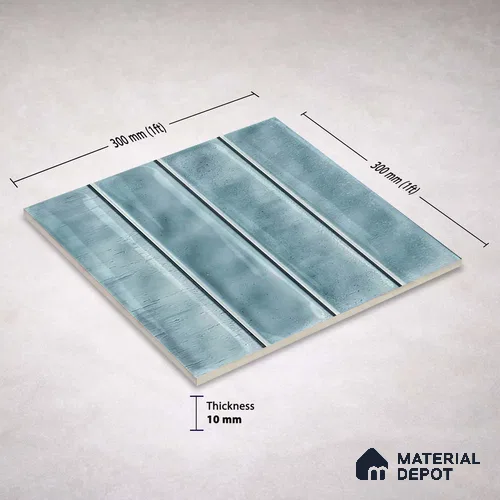 Faux Subway Wall Tile TL 11303 Mist Blue Plank 1 ft x 1 ft Ceramic Glossy Finish Tile - 10 mm | Suitable For Bathroom, Balcony & Kitchen Backsplash