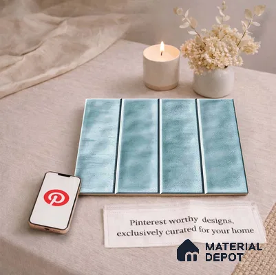 Faux Subway Wall Tile TL 11303 Mist Blue Plank 1 ft x 1 ft Ceramic Glossy Finish Tile - 10 mm | Suitable For Bathroom, Dining Area, Kitchen Backsplash