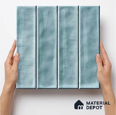 Faux Subway Wall Tile TL 11303 Mist Blue Plank 1 ft x 1 ft Ceramic Glossy Finish Tile - 10 mm | Suitable For Bathroom, Dining Area, Kitchen Backsplash
