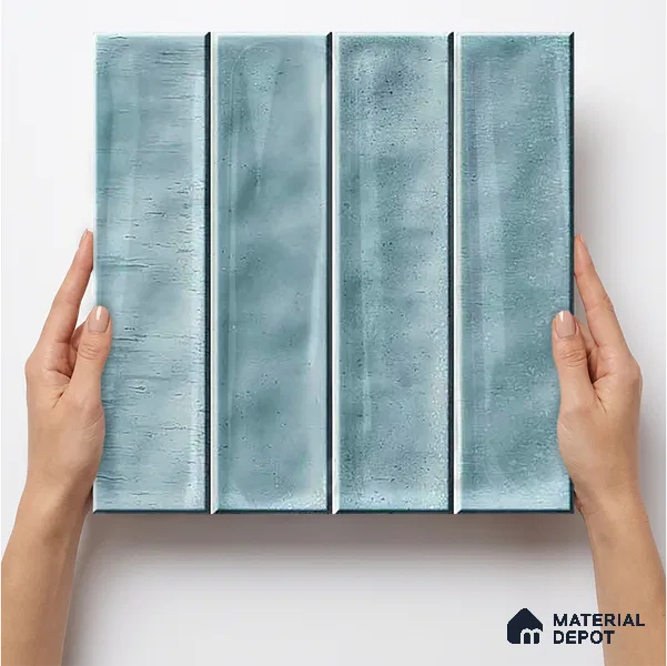 Faux Subway Wall Tile TL 11303 Mist Blue Plank 1 ft x 1 ft Ceramic Glossy Finish Tile - 10 mm | Suitable For Bathroom, Dining Area, Kitchen Backsplash