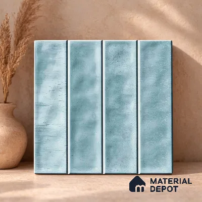Faux Subway Wall Tile TL 11303 Mist Blue Plank 1 ft x 1 ft Ceramic Glossy Finish Tile - 10 mm | Suitable For Bathroom, Dining Area, Kitchen Backsplash