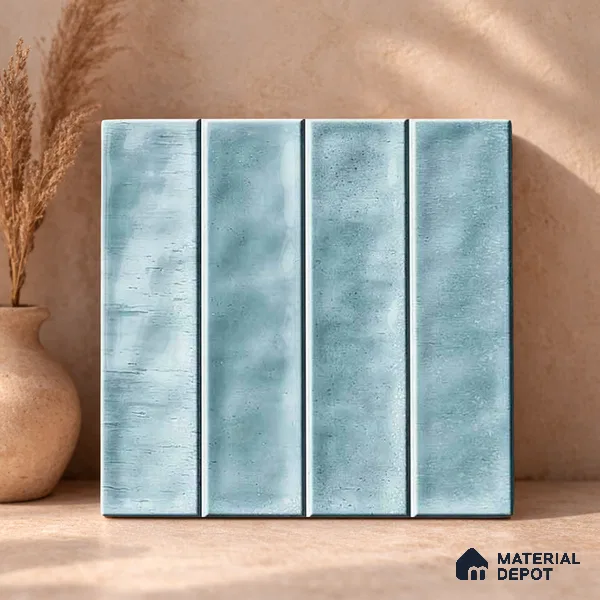 Faux Subway Wall Tile TL 11303 Mist Blue Plank 1 ft x 1 ft Ceramic Glossy Finish Tile - 10 mm | Suitable For Bathroom, Dining Area, Kitchen Backsplash