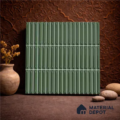 Faux Kitkat Subway Wall Tile TL 11311 Verdant Arrow 1 ft x 1 ft Ceramic Glossy Finish Tile - 10 mm | Suitable For Bathroom, Balcony & Kitchen Backsplash (Sample)