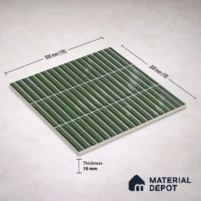 Faux Kitkat Subway Wall Tile TL 11311 Verdant Arrow 1 ft x 1 ft Ceramic Glossy Finish Tile - 10 mm | Suitable For Bathroom, Balcony & Kitchen Backsplash (Sample)