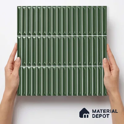Faux Kitkat Subway Wall Tile TL 11311 Verdant Arrow 1 ft x 1 ft Ceramic Glossy Finish Tile - 10 mm | Suitable For Bathroom, Balcony & Kitchen Backsplash (Sample)