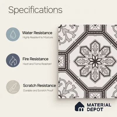 Moroccan Wall & Floor Tile TL 11186 Ornate Star 1 ft x 1 ft Ceramic Matte Finish Tile - 10 mm | Suitable For Kitchen, Bathroom, Balcony