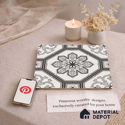 Moroccan Wall & Floor Tile TL 11186 Ornate Star 1 ft x 1 ft Ceramic Matte Finish Tile - 10 mm | Suitable For Kitchen, Bathroom, Balcony