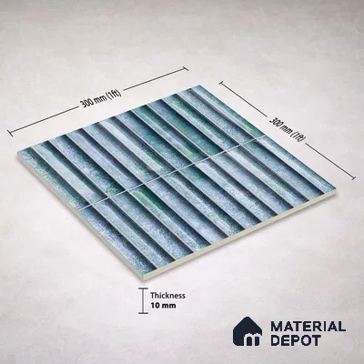 Faux Subway Wall Tile TL 11289 Verdigris Ridge 1 ft x 1 ft Ceramic Glossy Finish Tile - 10 mm | Suitable For Bathroom, Dining Area, Kitchen Backsplash