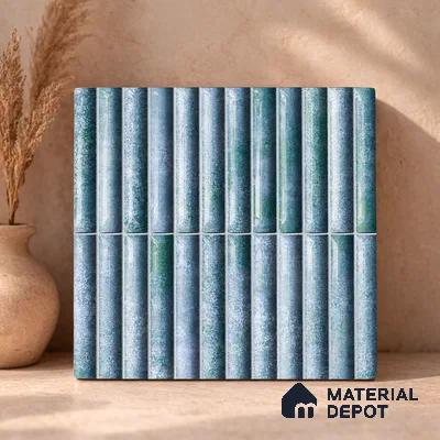 Faux Subway Wall Tile TL 11289 Verdigris Ridge 1 ft x 1 ft Ceramic Glossy Finish Tile - 10 mm | Suitable For Bathroom, Dining Area, Kitchen Backsplash