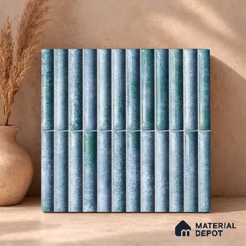 Faux Subway Wall Tile TL 11289 Verdigris Ridge 1 ft x 1 ft Ceramic Glossy Finish Tile - 10 mm | Suitable For Bathroom, Balcony & Kitchen Backsplash