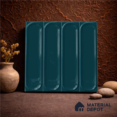 Faux Subway Wall Tile TL 11327 Midnight Pillar 1 ft x 1 ft Ceramic Glossy Finish Tile - 10 mm | Suitable For Bathroom, Dining Area, Kitchen Backsplash