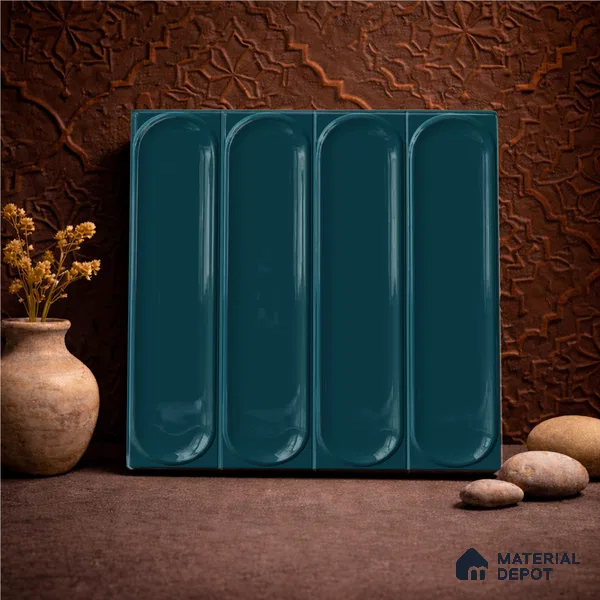 Faux Subway Wall Tile TL 11327 Midnight Pillar 1 ft x 1 ft Ceramic Glossy Finish Tile - 10 mm | Suitable For Bathroom, Dining Area, Kitchen Backsplash