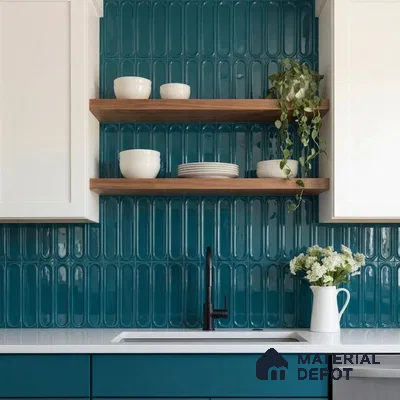 Faux Subway Wall Tile TL 11327 Midnight Pillar 1 ft x 1 ft Ceramic Glossy Finish Tile - 10 mm | Suitable For Bathroom, Dining Area, Kitchen Backsplash