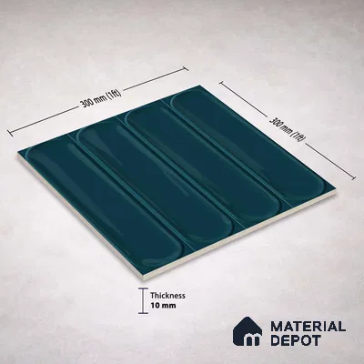 Faux Subway Wall Tile TL 11327 Midnight Pillar 1 ft x 1 ft Ceramic Glossy Finish Tile - 10 mm | Suitable For Bathroom, Dining Area, Kitchen Backsplash