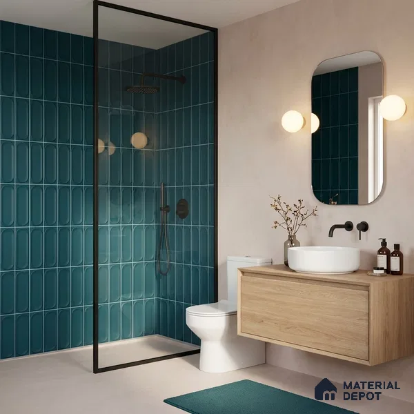 Faux Subway Wall Tile TL 11327 Midnight Pillar 1 ft x 1 ft Ceramic Glossy Finish Tile - 10 mm | Suitable For Bathroom, Dining Area, Kitchen Backsplash
