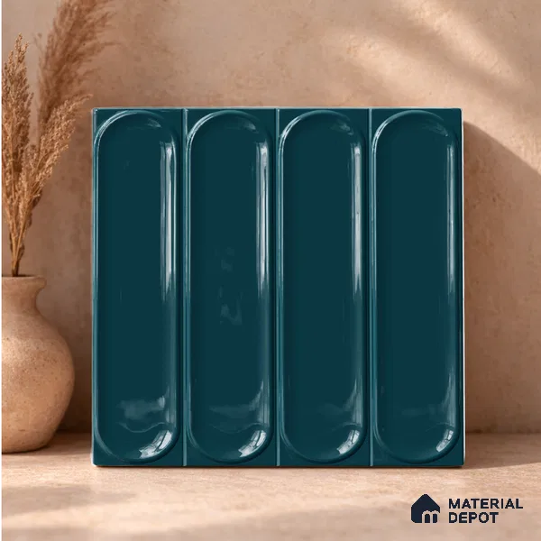 Faux Subway Wall Tile TL 11327 Midnight Pillar 1 ft x 1 ft Ceramic Glossy Finish Tile - 10 mm | Suitable For Bathroom, Dining Area, Kitchen Backsplash